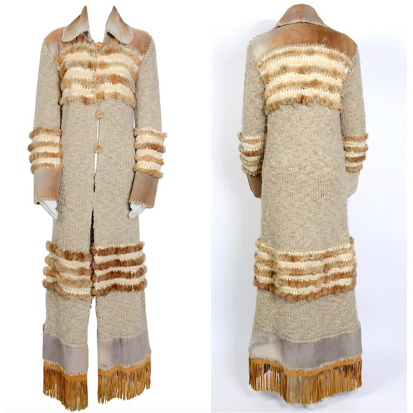 Christian Dior by John Galliano Vintage Fall 2000 Yak Cashmere Knit + Fur Coat - Picture 3 of 13